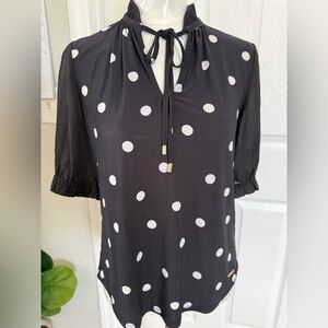Anne Klein Black and White Polka Dot Blouse